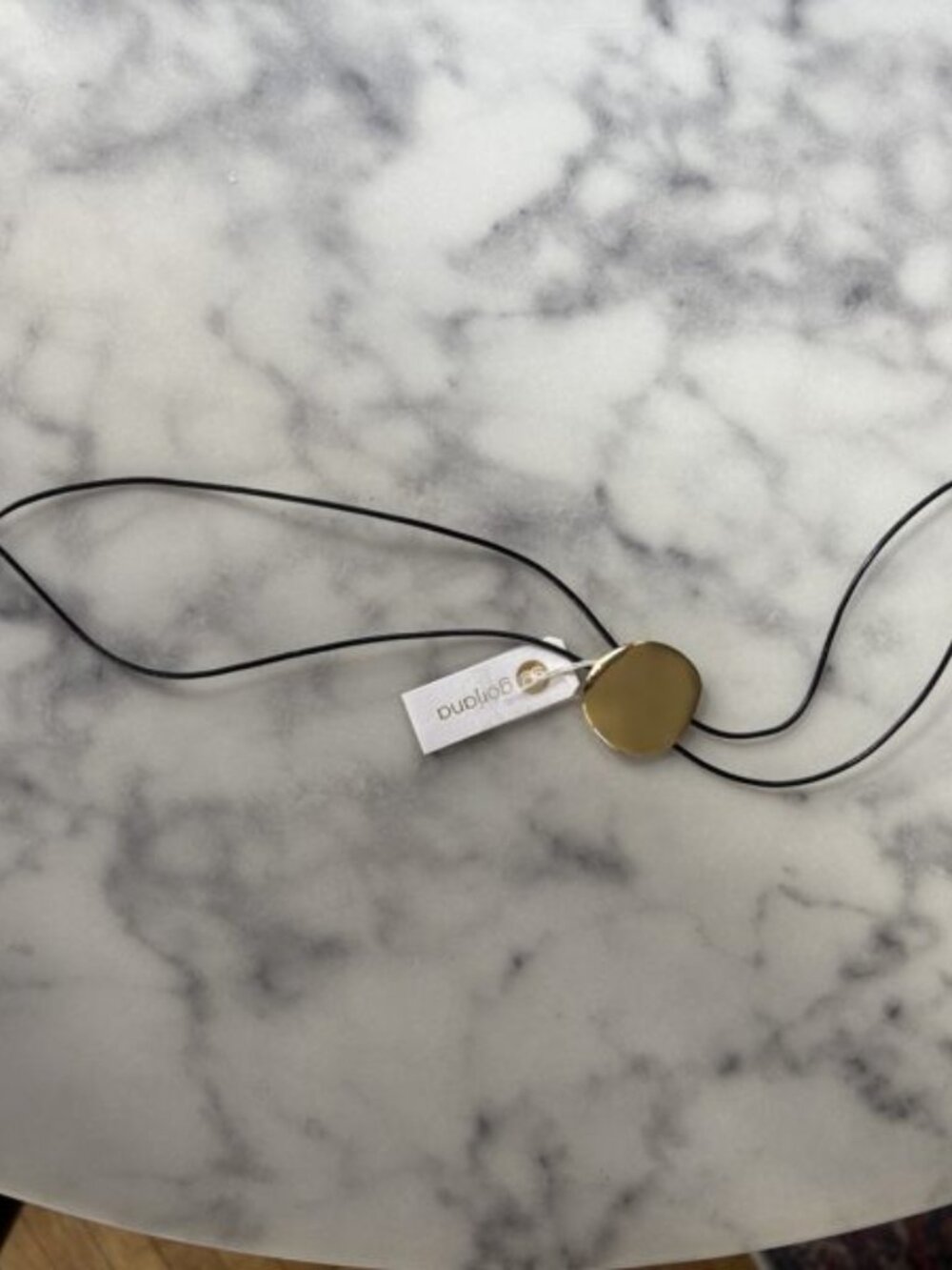 NWT Gorjana Gold Coin Pendant Leather Cord Necklace